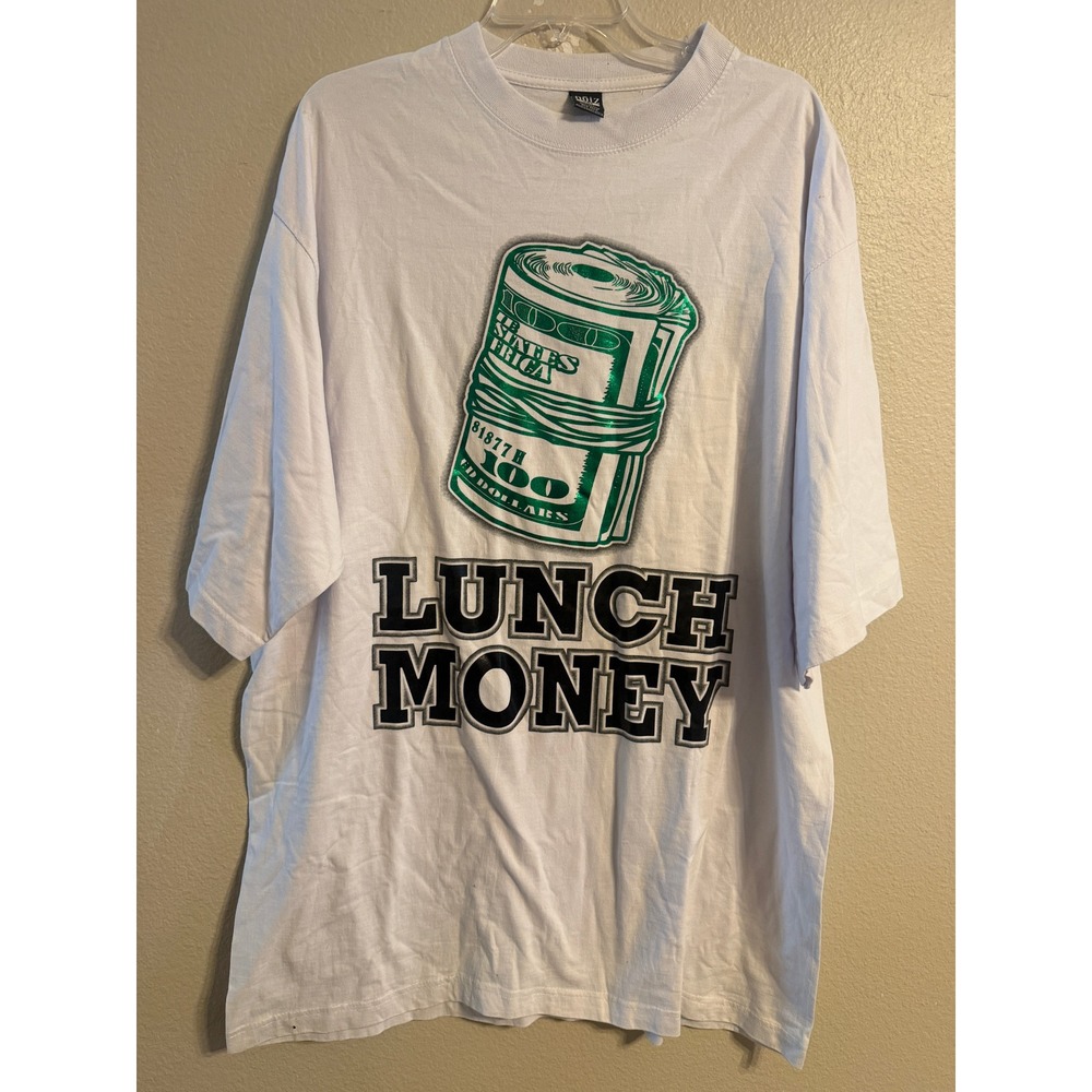 Noiz 501 Mens Lunch Money Graphic T-Shirt White 100 Cotton Short Sleeve 3XL
